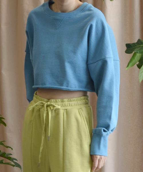 Alley by w closet（アリーバイダブルクローゼット）の「【Alley】ハングル裏毛ショートプルオーバー（スウェット・レディース・ピンク/ブルー/イエロー・FREE）」の15枚目の写真