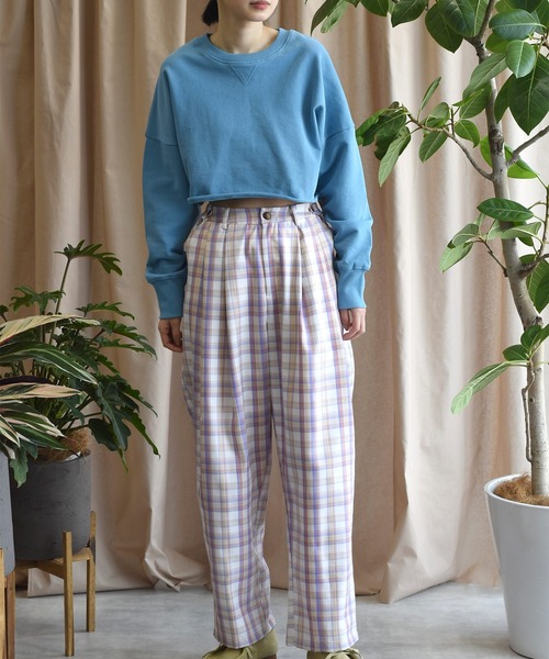 Alley by w closet（アリーバイダブルクローゼット）の「【Alley】ハングル裏毛ショートプルオーバー（スウェット・レディース・ピンク/ブルー/イエロー・FREE）」の10枚目の写真