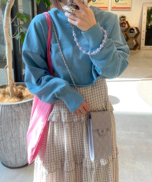 Alley by w closet（アリーバイダブルクローゼット）の「【Alley】ハングル裏毛ショートプルオーバー（スウェット・レディース・ピンク/ブルー/イエロー・FREE）」の9枚目の写真