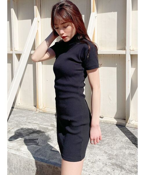 GYDA（ジェイダ）の「ハーフスリーブテレコタイトワンピース（ワンピース・レディース・ブラック/アイボリー/ミント・FREE）」の10枚目の写真