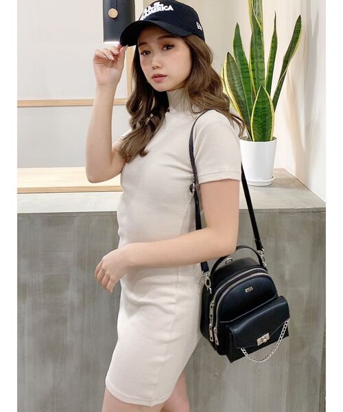 GYDA（ジェイダ）の「ハーフスリーブテレコタイトワンピース（ワンピース・レディース・ブラック/アイボリー/ミント・FREE）」の11枚目の写真