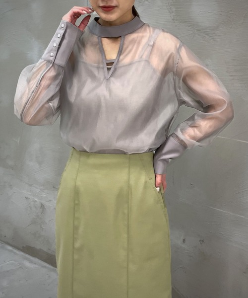 &g'aime（アンジェム）の「【＆g'aime】マットシアーブラウス（シャツ/ブラウス・レディース・ホワイト/ブラック/グレー・FREE）」の15枚目の写真