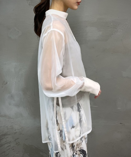 &g'aime（アンジェム）の「【＆g'aime】マットシアーブラウス（シャツ/ブラウス・レディース・ホワイト/ブラック/グレー・FREE）」の9枚目の写真