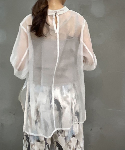 &g'aime（アンジェム）の「【＆g'aime】マットシアーブラウス（シャツ/ブラウス・レディース・ホワイト/ブラック/グレー・FREE）」の11枚目の写真