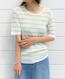 Q | ボーダーリブニット(ニット/セーター)