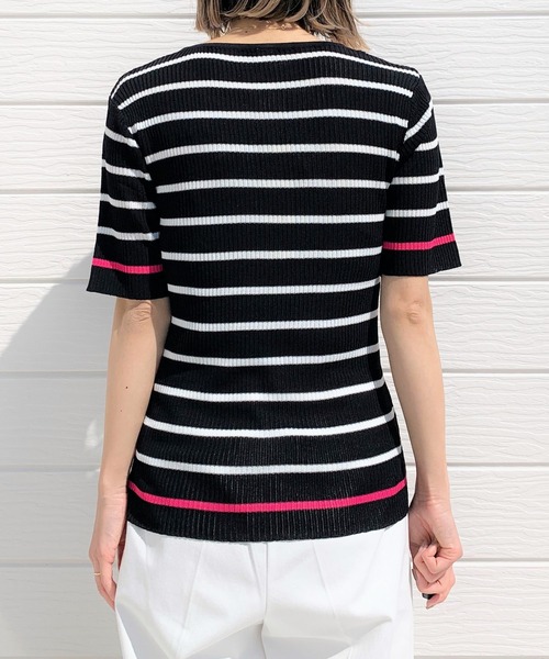 Q（キュー）の「ボーダーリブニット（ニット/セーター・レディース・ホワイト系その他/ブラック系その他・MEDIUM）」の5枚目の写真