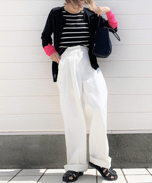 Q（キュー）の「ボーダーリブニット（ニット/セーター・レディース・ホワイト系その他/ブラック系その他・MEDIUM）」の9枚目の写真