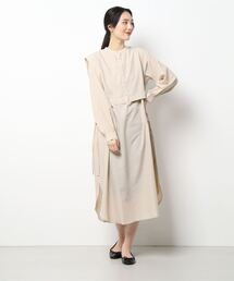 sango | スラブジョーゼット2WAYレイヤード風ワンピース(シャツワンピース)