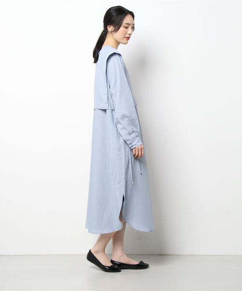 sango（sango）の「スラブジョーゼット2WAYレイヤード風ワンピース（シャツワンピース・レディース・ホワイト/ベージュ/ブルー・FREE）」の14枚目の写真