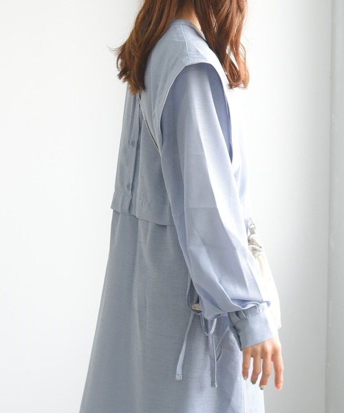 sango（sango）の「スラブジョーゼット2WAYレイヤード風ワンピース（シャツワンピース・レディース・ホワイト/ベージュ/ブルー・FREE）」の19枚目の写真