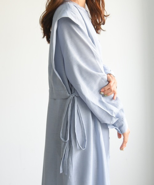 sango（sango）の「スラブジョーゼット2WAYレイヤード風ワンピース（シャツワンピース・レディース・ホワイト/ベージュ/ブルー・FREE）」の5枚目の写真