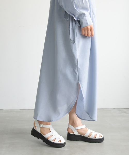 sango（sango）の「スラブジョーゼット2WAYレイヤード風ワンピース（シャツワンピース・レディース・ホワイト/ベージュ/ブルー・FREE）」の10枚目の写真