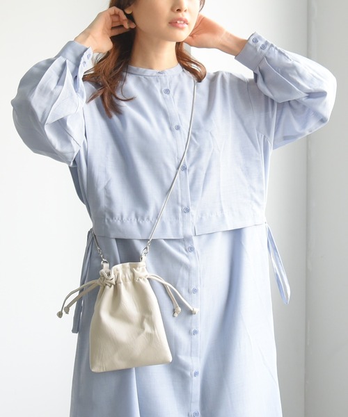 sango（sango）の「スラブジョーゼット2WAYレイヤード風ワンピース（シャツワンピース・レディース・ホワイト/ベージュ/ブルー・FREE）」の8枚目の写真