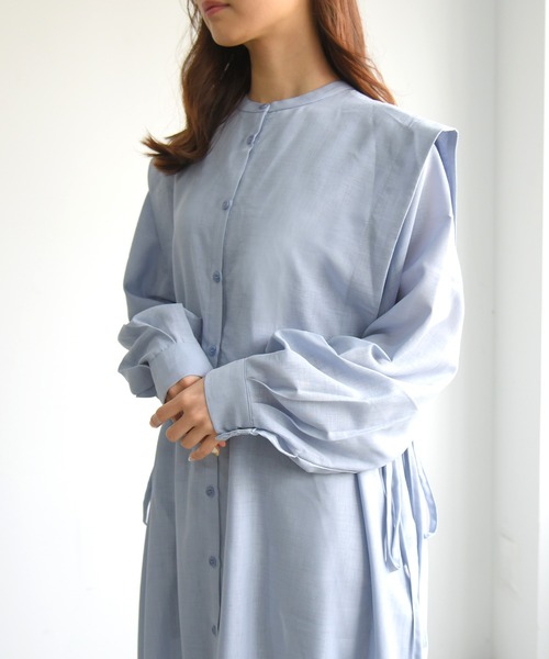 sango（sango）の「スラブジョーゼット2WAYレイヤード風ワンピース（シャツワンピース・レディース・ホワイト/ベージュ/ブルー・FREE）」の12枚目の写真