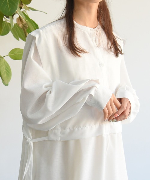 sango（sango）の「スラブジョーゼット2WAYレイヤード風ワンピース（シャツワンピース・レディース・ホワイト/ベージュ/ブルー・FREE）」の21枚目の写真