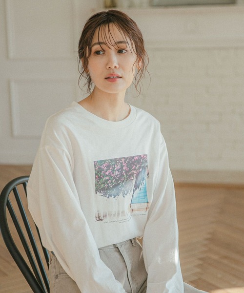 GLOBAL WORK(グローバルワーク)の「抗菌プリントロンT/264068(Tシャツ/カットソー・レディース・ホワイト/オフホワイト/ホワイト系その他3/ライトグレー/ホワイト系その他2/グレー系その他3・LARGE/MEDIUM)」の13枚目の写真