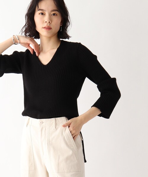 OPAQUE.CLIP（オペークドットクリップ）の「◆オーガニックコットン ワイドリブプルオーバー（ニット/セーター・レディース・ライトブルー/グリーン系その他5/ホワイト系/ピンク系/ブラック系7・40/38/42）」の2枚目の写真