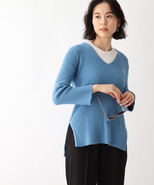 OPAQUE.CLIP（オペークドットクリップ）の「◆オーガニックコットン ワイドリブプルオーバー（ニット/セーター・レディース・ライトブルー/グリーン系その他5/ホワイト系/ピンク系/ブラック系7・40/38/42）」の4枚目の写真