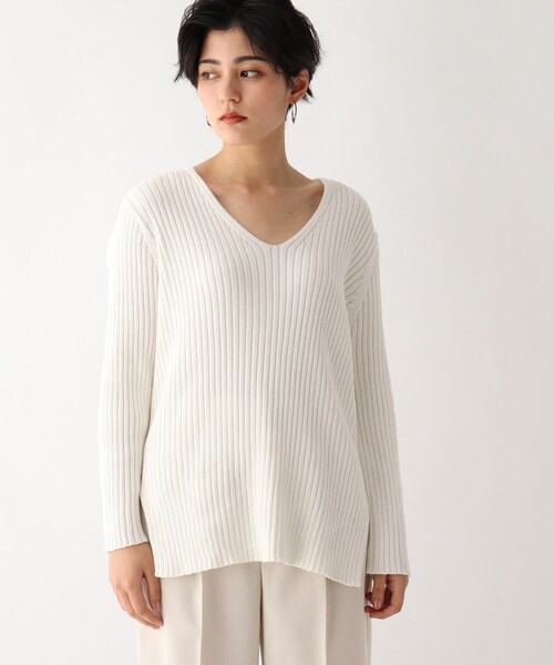 OPAQUE.CLIP（オペークドットクリップ）の「◆オーガニックコットン ワイドリブプルオーバー（ニット/セーター・レディース・ライトブルー/グリーン系その他5/ホワイト系/ピンク系/ブラック系7・40/38/42）」の6枚目の写真