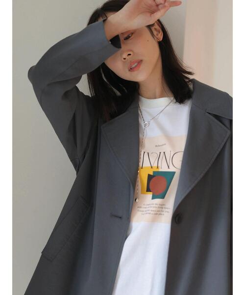 Green　Parks（グリーンパークス）の「Big テーラードジャケット（テーラードジャケット・レディース・ベージュ/ダークグレー・FREE）」の11枚目の写真