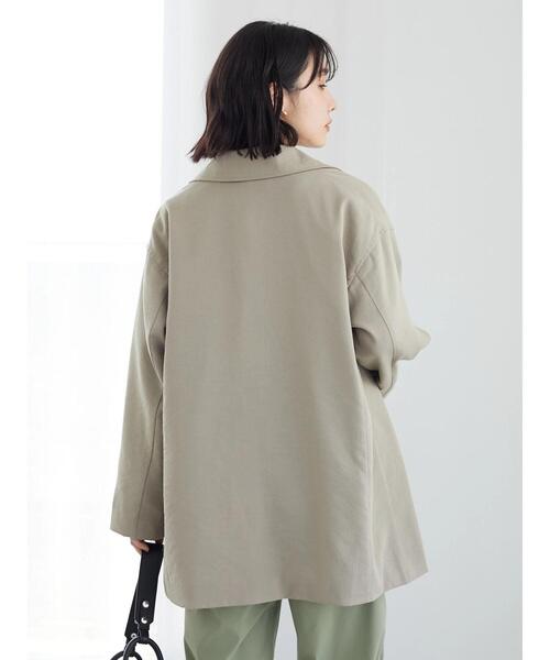 Green　Parks（グリーンパークス）の「Big テーラードジャケット（テーラードジャケット・レディース・ベージュ/ダークグレー・FREE）」の6枚目の写真