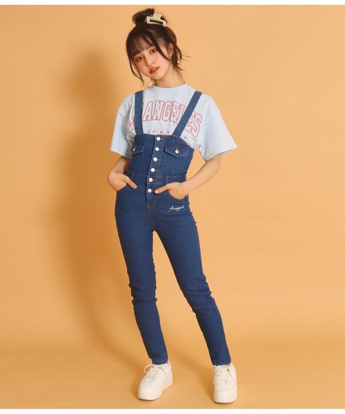 ANAP GｉRL（アナップガール）の「ショート裏毛カレッジトップスカットソー（Tシャツ/カットソー・キッズ・ライトブルー/グレー/スミクロ・S/M）」の15枚目の写真