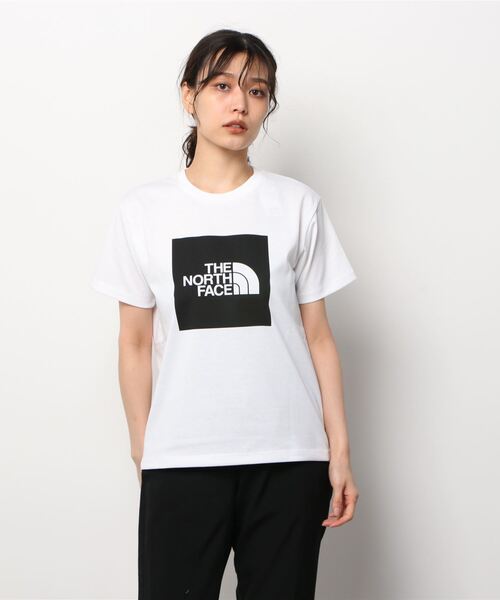 THE NORTH FACE(ザノースフェイス)の「ザ ノース フェイス THE NORTH FACE S/S Colored Square Logo Tee(ショートスリーブカラードスクエアロゴティー)(Tシャツ/カットソー・レディース・ホワイト×グリーン/ホワイト×ブラック/ホワイト×グレー・L/M/S/XL)」の1枚目の写真