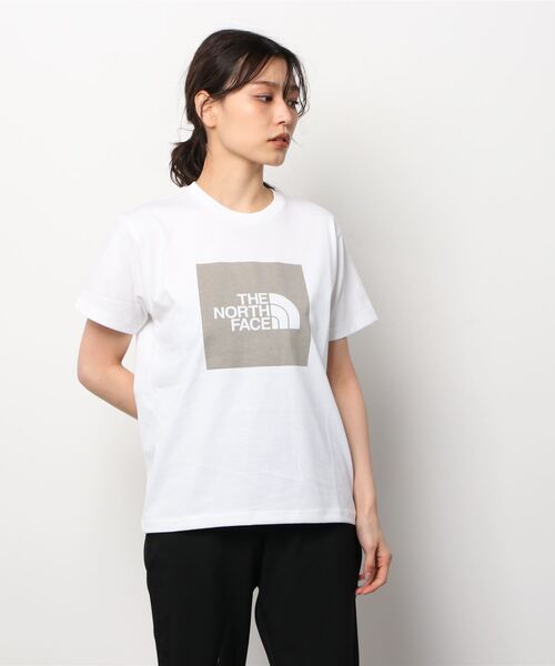 THE NORTH FACE(ザノースフェイス)の「ザ ノース フェイス THE NORTH FACE S/S Colored Square Logo Tee(ショートスリーブカラードスクエアロゴティー)(Tシャツ/カットソー・レディース・ホワイト×グリーン/ホワイト×ブラック/ホワイト×グレー・L/M/S/XL)」の3枚目の写真