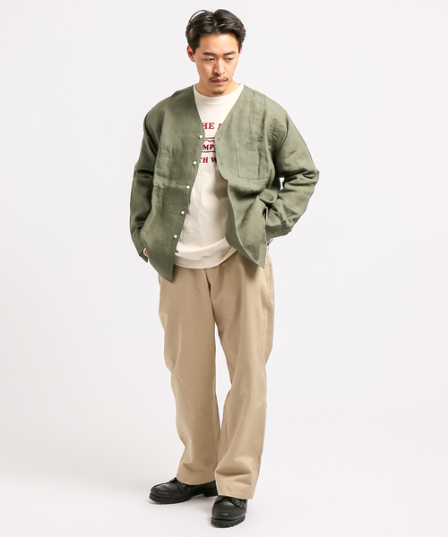 B.C STOCK(ベーセーストック)の「FLANDERSLINEN シャツカーディガン(シャツ/ブラウス・メンズ・ホワイト/ブラック/カーキ・MEDIUM/LARGE)」の5枚目の写真
