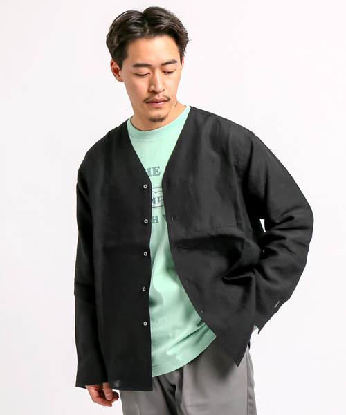 B.C STOCK(ベーセーストック)の「FLANDERSLINEN シャツカーディガン(シャツ/ブラウス・メンズ・ホワイト/ブラック/カーキ・MEDIUM/LARGE)」の9枚目の写真