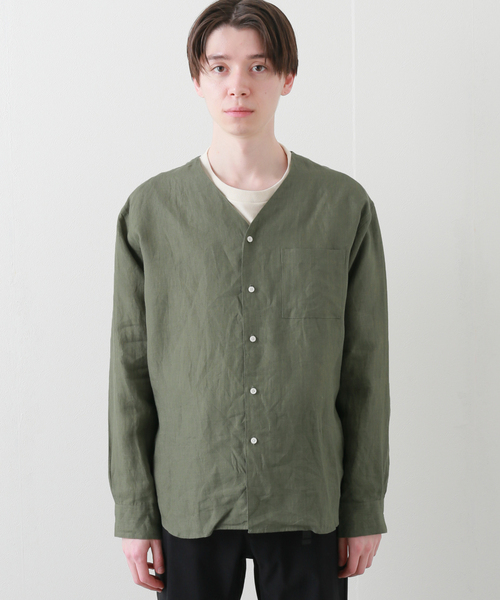 B.C STOCK(ベーセーストック)の「FLANDERSLINEN シャツカーディガン(シャツ/ブラウス・メンズ・ホワイト/ブラック/カーキ・MEDIUM/LARGE)」の14枚目の写真