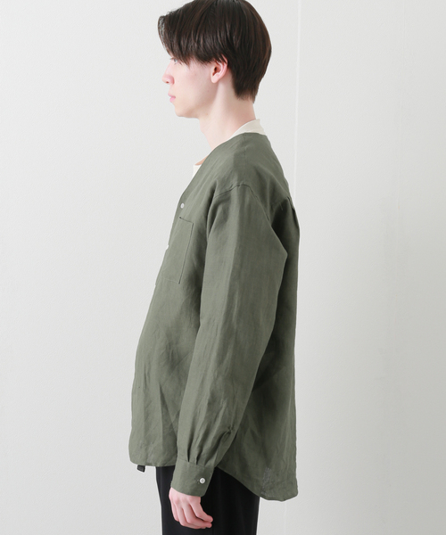 B.C STOCK(ベーセーストック)の「FLANDERSLINEN シャツカーディガン(シャツ/ブラウス・メンズ・ホワイト/ブラック/カーキ・MEDIUM/LARGE)」の15枚目の写真