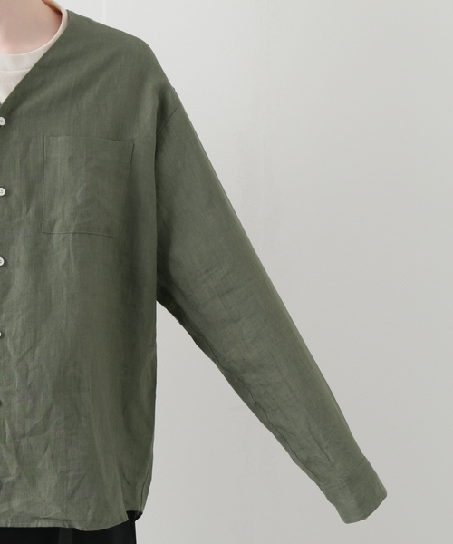 B.C STOCK(ベーセーストック)の「FLANDERSLINEN シャツカーディガン(シャツ/ブラウス・メンズ・ホワイト/ブラック/カーキ・MEDIUM/LARGE)」の19枚目の写真