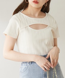 Chico（チコ）の「胸開きデザインリブチビT（Tシャツ/カットソー）」