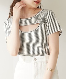 Chico | 胸開きデザインリブチビT(Tシャツ/カットソー)