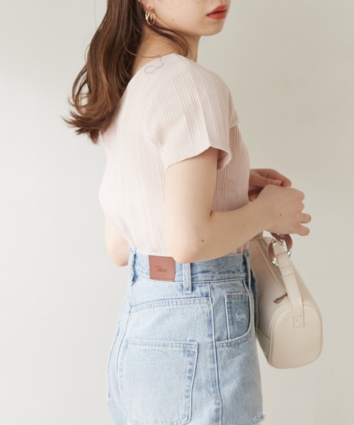 Chico（チコ）の「胸開きデザインリブチビT（Tシャツ/カットソー・レディース・ホワイト/ブラック/ホワイト系その他2/ピンク/ピンク系その他2・FREE）」の11枚目の写真