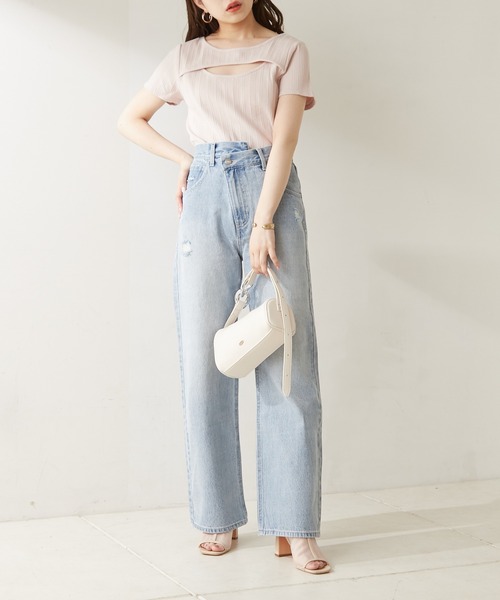 Chico（チコ）の「胸開きデザインリブチビT（Tシャツ/カットソー・レディース・ホワイト/ブラック/ホワイト系その他2/ピンク/ピンク系その他2・FREE）」の13枚目の写真