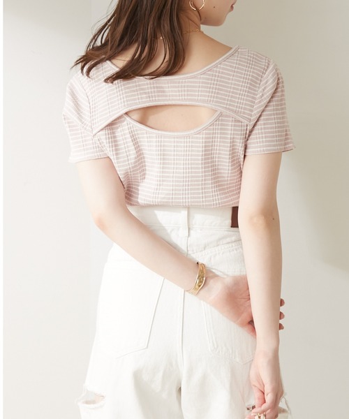 Chico（チコ）の「胸開きデザインリブチビT（Tシャツ/カットソー