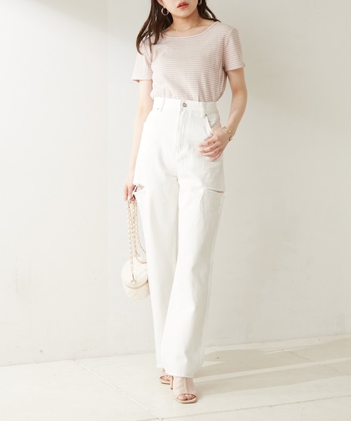 Chico（チコ）の「胸開きデザインリブチビT（Tシャツ/カットソー