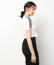 adidasブラック　クロップドトップ 半袖 アディダス adidas クロップドTシャツ スタイルアップ 吸汗速乾