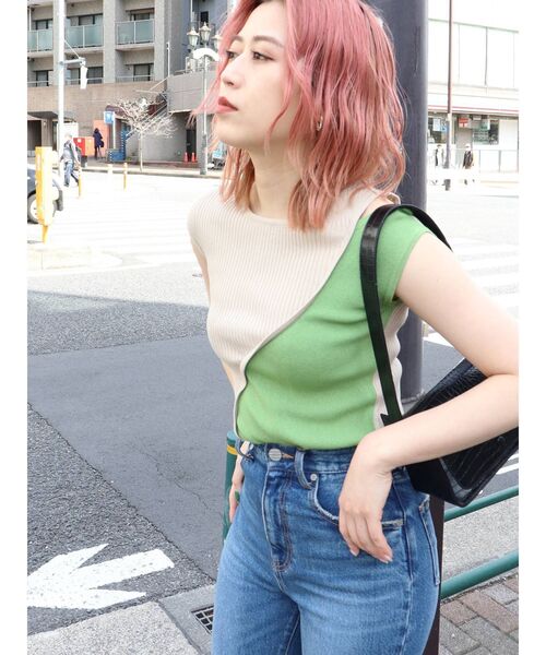 MURUA（ムルーア）の「ウェーブカットニットタンク（タンクトップ・レディース・ホワイト/ブラック/その他1・FREE）」の14枚目の写真