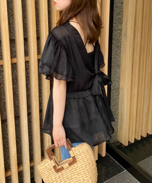 one after another NICE CLAUP（ワンアフターアナザーナイスクラップ）の「前後2wayチュールリボンブラウス（シャツ/ブラウス・レディース・ブラック/ブラック系その他/ブラック系その他2・FREE）」の10枚目の写真