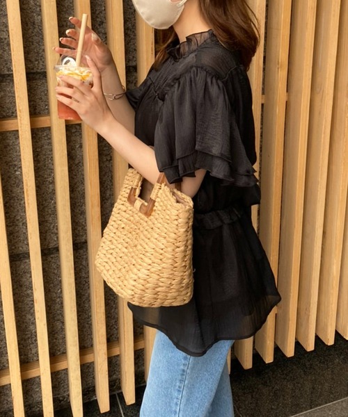 one after another NICE CLAUP（ワンアフターアナザーナイスクラップ）の「前後2wayチュールリボンブラウス（シャツ/ブラウス・レディース・ブラック/ブラック系その他/ブラック系その他2・FREE）」の6枚目の写真