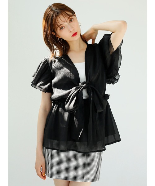 one after another NICE CLAUP（ワンアフターアナザーナイスクラップ）の「前後2wayチュールリボンブラウス（シャツ/ブラウス・レディース・ブラック/ブラック系その他/ブラック系その他2・FREE）」の12枚目の写真