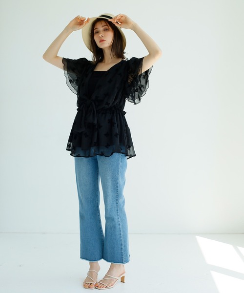 one after another NICE CLAUP（ワンアフターアナザーナイスクラップ）の「前後2wayチュールリボンブラウス（シャツ/ブラウス・レディース・ブラック/ブラック系その他/ブラック系その他2・FREE）」の5枚目の写真