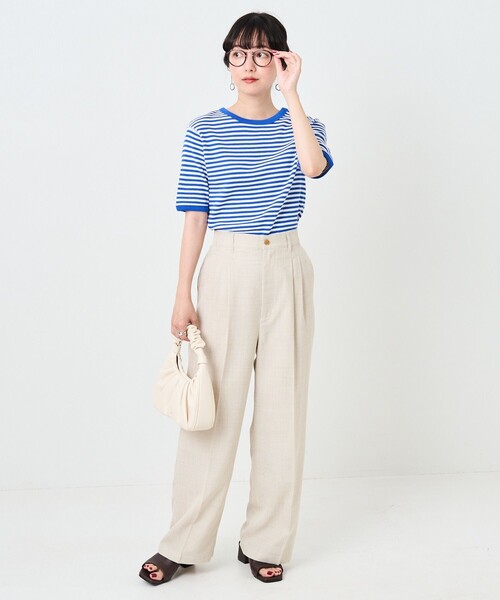 FREAK'S STORE（フリークスストア）の「ハニカムボーダー5分袖Tシャツ（Tシャツ/カットソー・レディース・ブラック/レッド/ブルー/グリーン・ﾌﾘ-）」の12枚目の写真