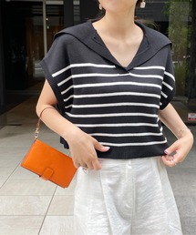 StyleSea（スタイルシー）の「ボーダービッグカラーニットベスト（ベスト・レディース）」