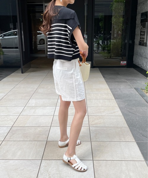 StyleSea(スタイルシー)の「ボーダービッグカラーニットベスト(ベスト・レディース・ブラック/オフホワイト・FREE)」の17枚目の写真