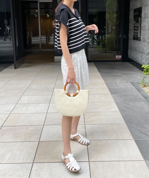 StyleSea(スタイルシー)の「ボーダービッグカラーニットベスト(ベスト・レディース・ブラック/オフホワイト・FREE)」の18枚目の写真