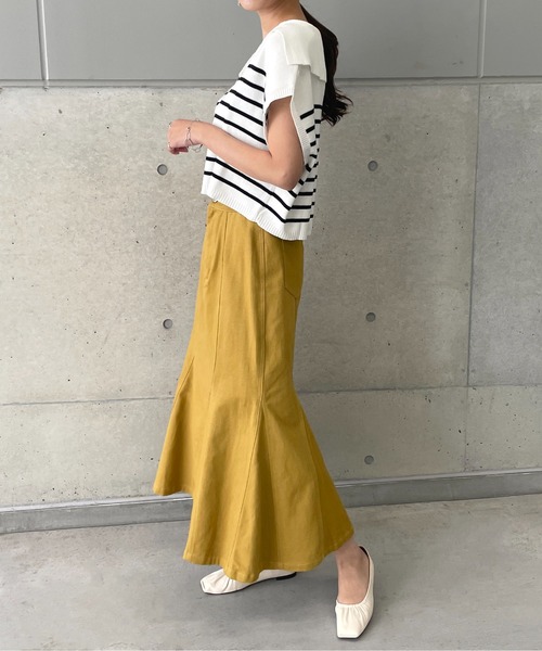 StyleSea(スタイルシー)の「ボーダービッグカラーニットベスト(ベスト・レディース・ブラック/オフホワイト・FREE)」の11枚目の写真